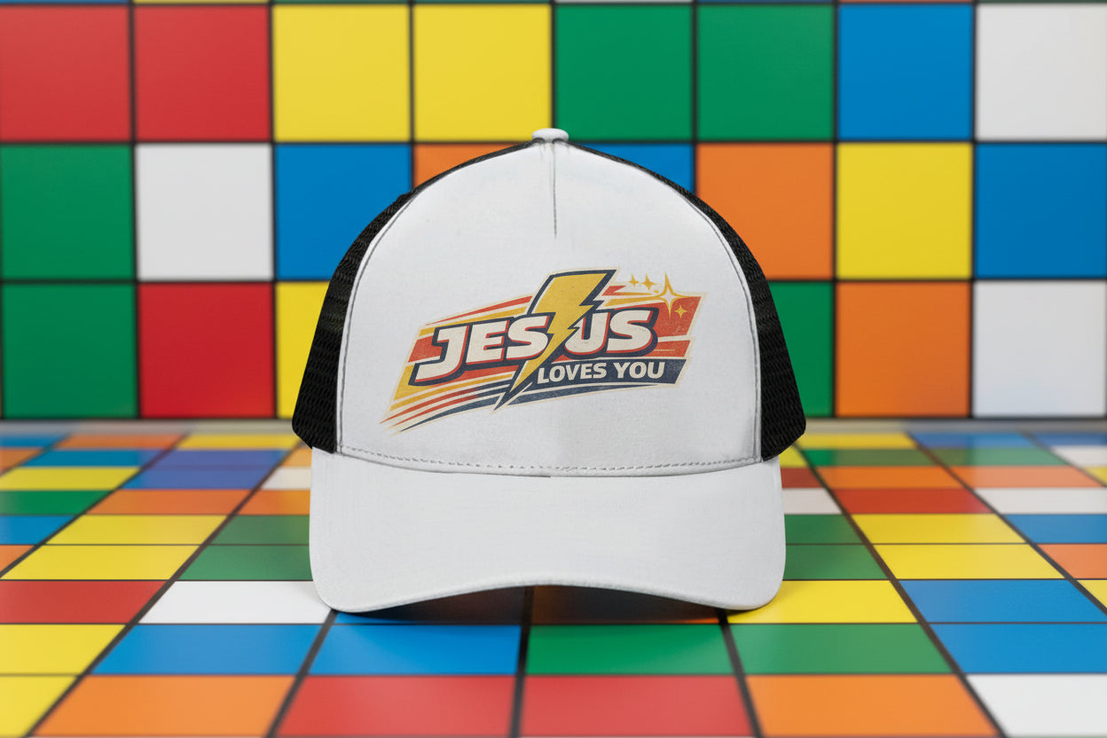 Jesus Loves You Trucker Hat Christian Cap Retro 80s
