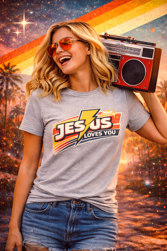 Jesus Loves You T Shirt Retro 80s Christian Graphic Tee