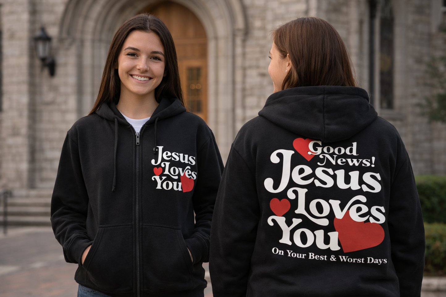 Jesus Loves You Hoodie Christian Faith Zip Up Sweatshirt Jacket