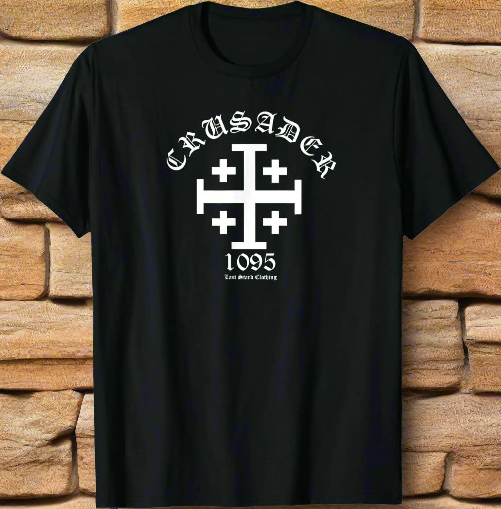 Christian Catholic Templar Knights T-Shirt – Crusader Jerusalem Cross 1095 Emblem Tee