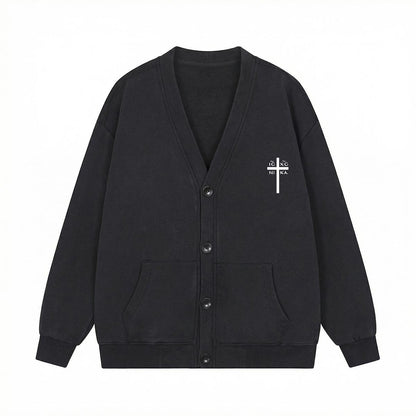 Orthodox Cross Cardigan Christian Button-up Cotton Sweater