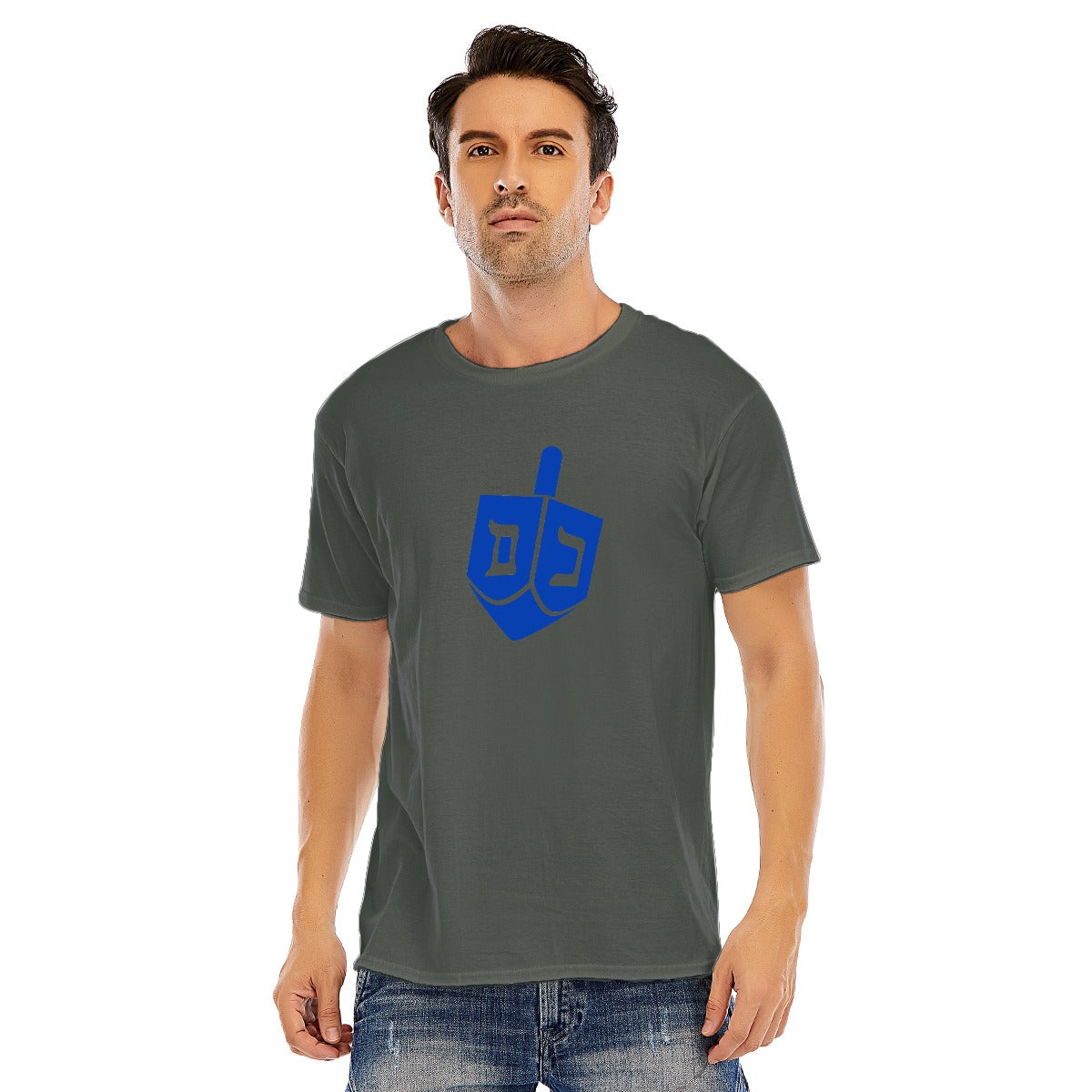 Men’s Blue Dreidel T-Shirt Jewish Heritage Tee 1800BCE Judaism