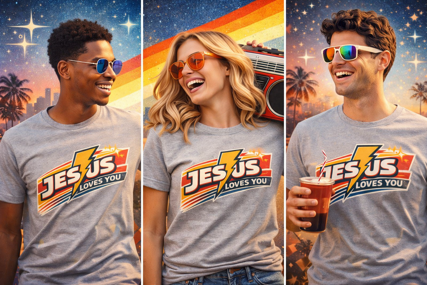 Jesus Loves You T Shirt Retro 80s Christian Graphic Tee