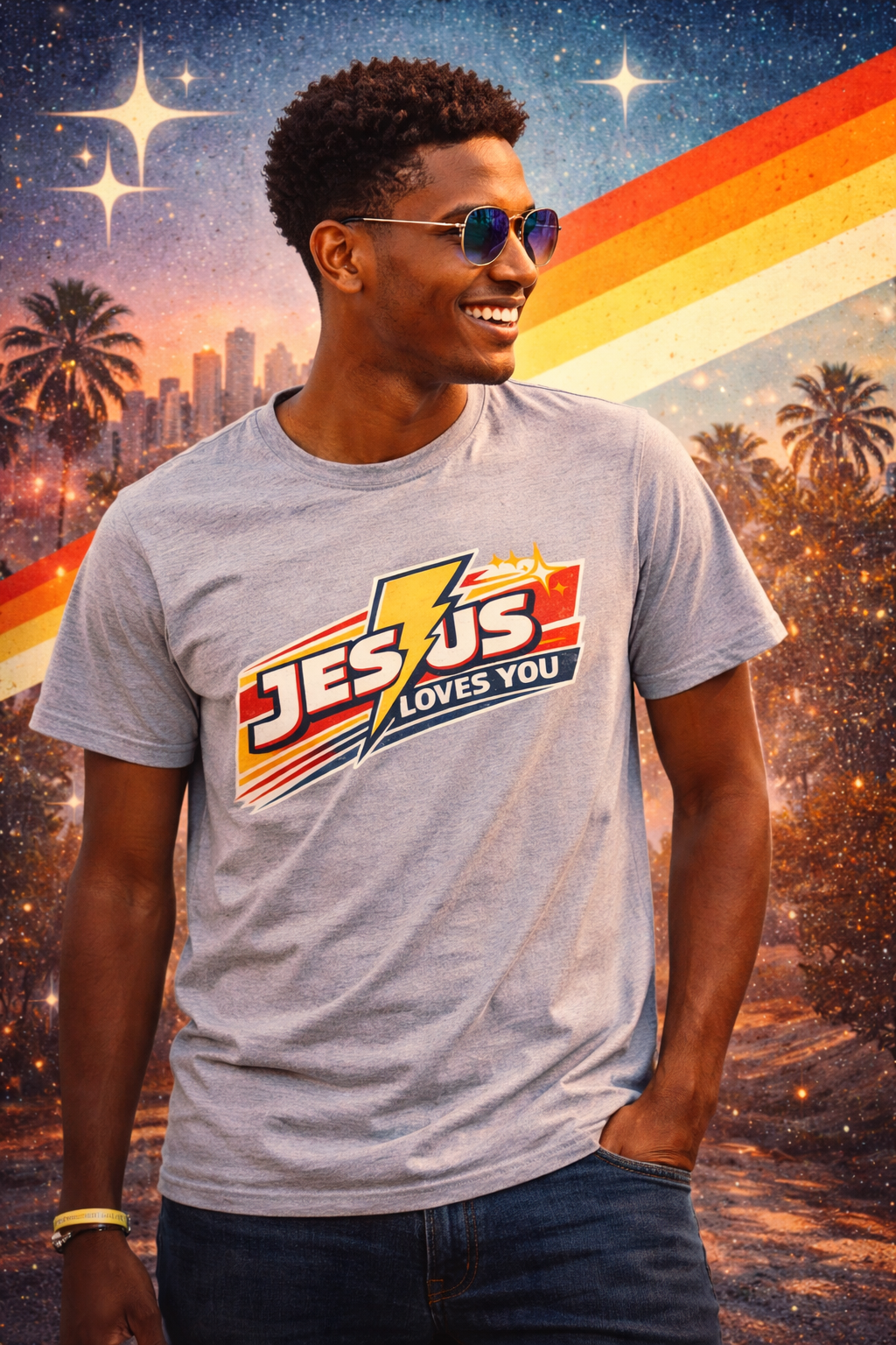 Jesus Loves You T Shirt Retro 80s Christian Graphic Tee