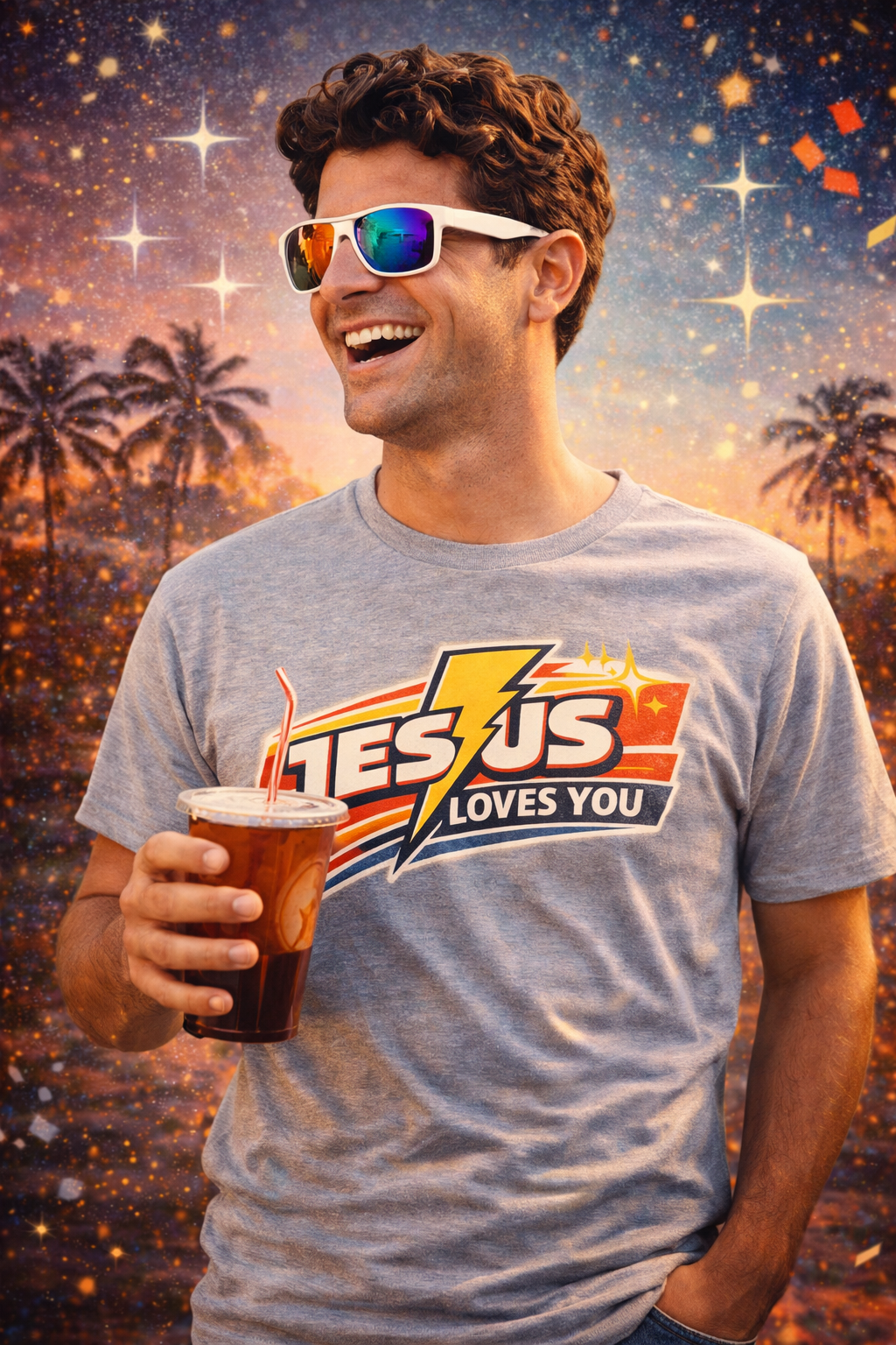 Jesus Loves You T Shirt Retro 80s Christian Graphic Tee