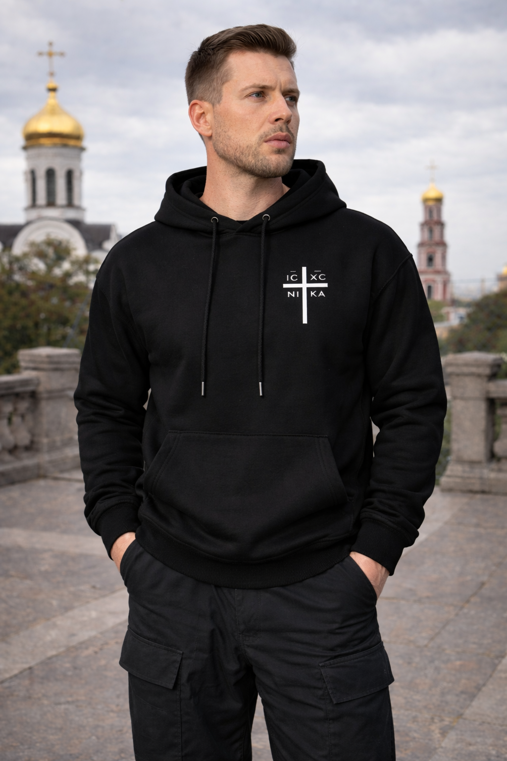 Men's Eastern Orthodox ICXC Cross Hoodie – Jesus Christ Conquers