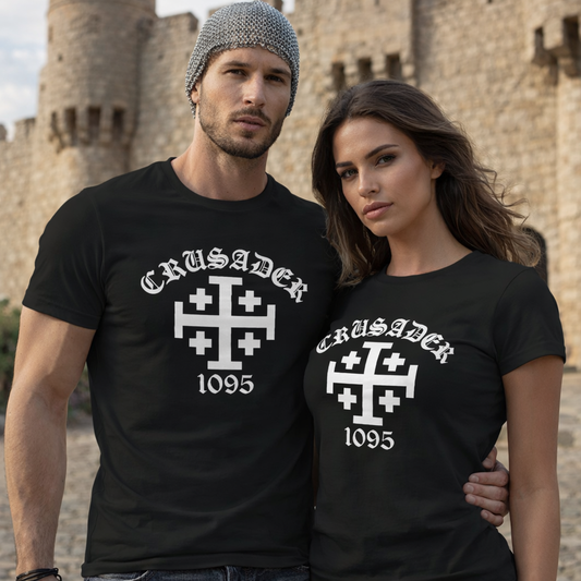 Christian Catholic Templar Knights T-Shirt – Crusader Jerusalem Cross 1095 Emblem Tee