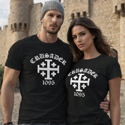 Christian Catholic Templar Knights T-Shirt – Crusader Jerusalem Cross 1095 Emblem Tee