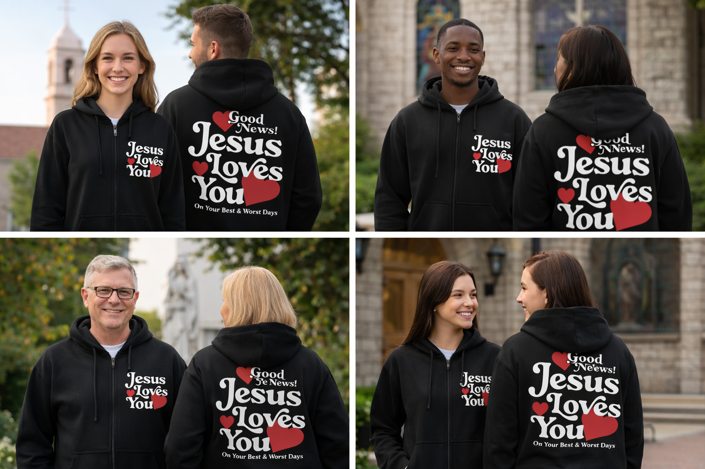 Jesus Loves You Hoodie Christian Faith Zip Up Sweatshirt Jacket