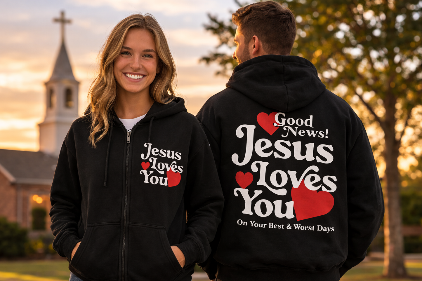 Jesus Loves You Hoodie Christian Faith Zip Up Sweatshirt Jacket