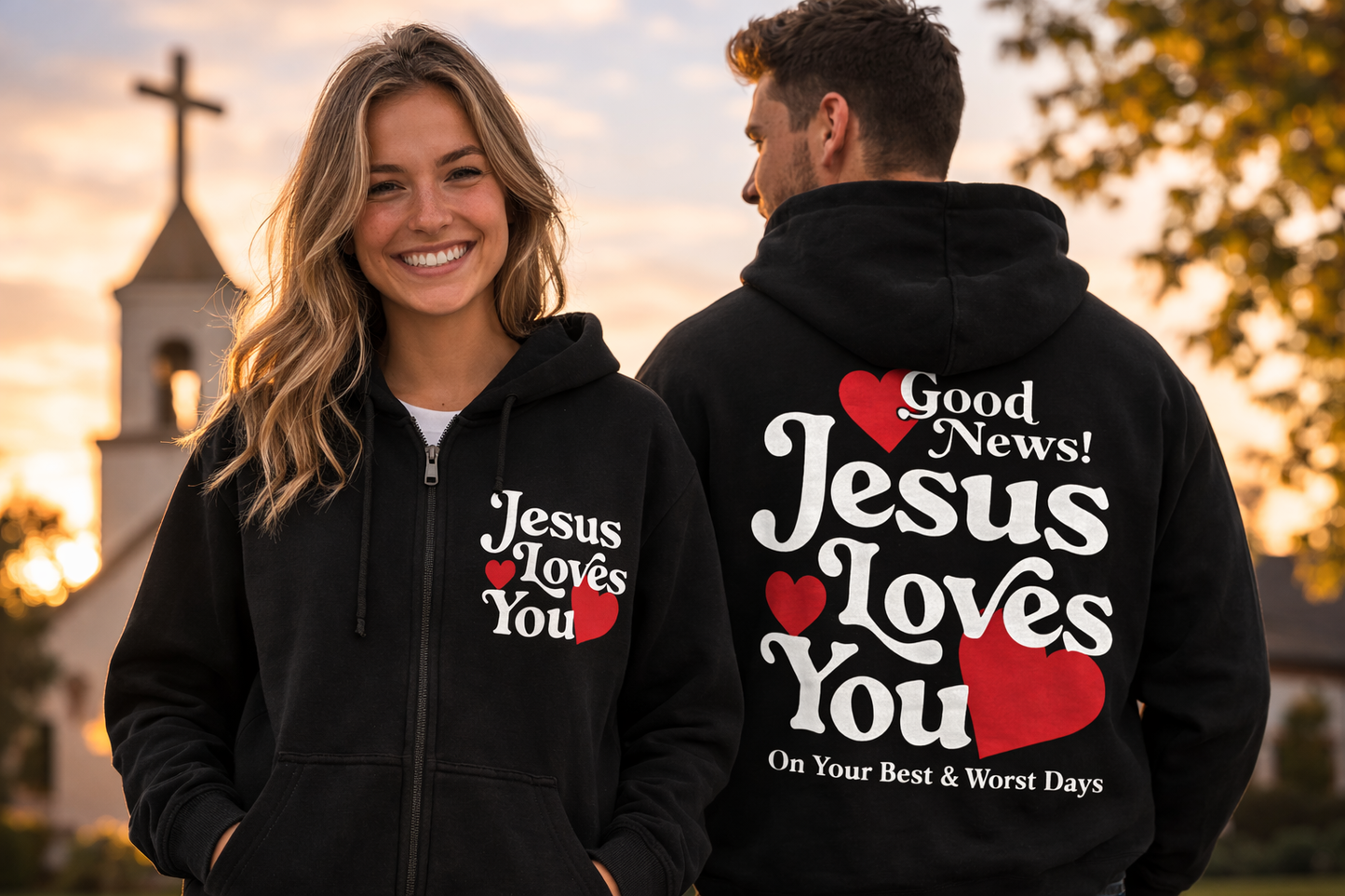 Jesus Loves You Hoodie Christian Faith Zip Up Sweatshirt Jacket