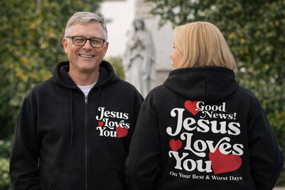 Jesus Loves You Hoodie Christian Faith Zip Up Sweatshirt Jacket