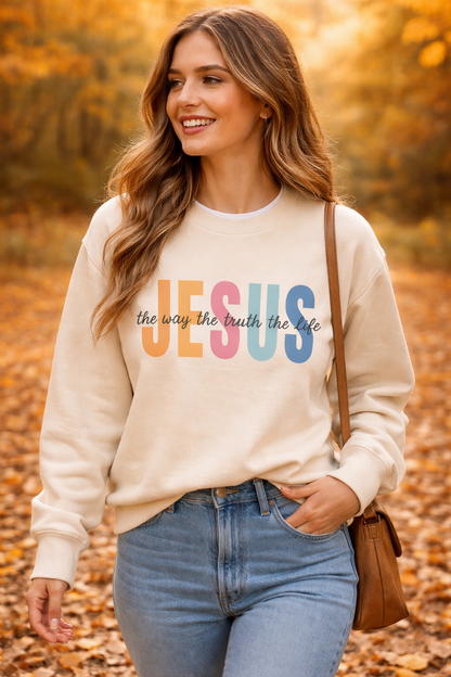 Christian Sweatshirt Jesus The Way The Truth The Life Pullover