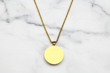 St Christopher Protect Us Necklace Gold Stainless Steel Glass Medal Pendant 60cm