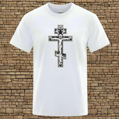Men’s Orthodox Cross Jesus Christ T-Shirt – Gothic Christian Angel Print