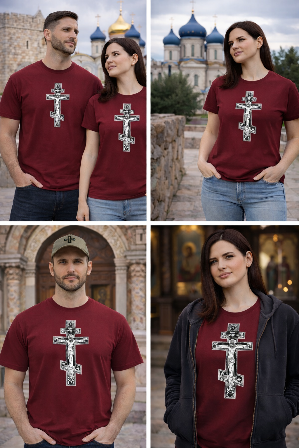 Men’s Orthodox Cross Jesus Christ T-Shirt – Gothic Christian Angel Print