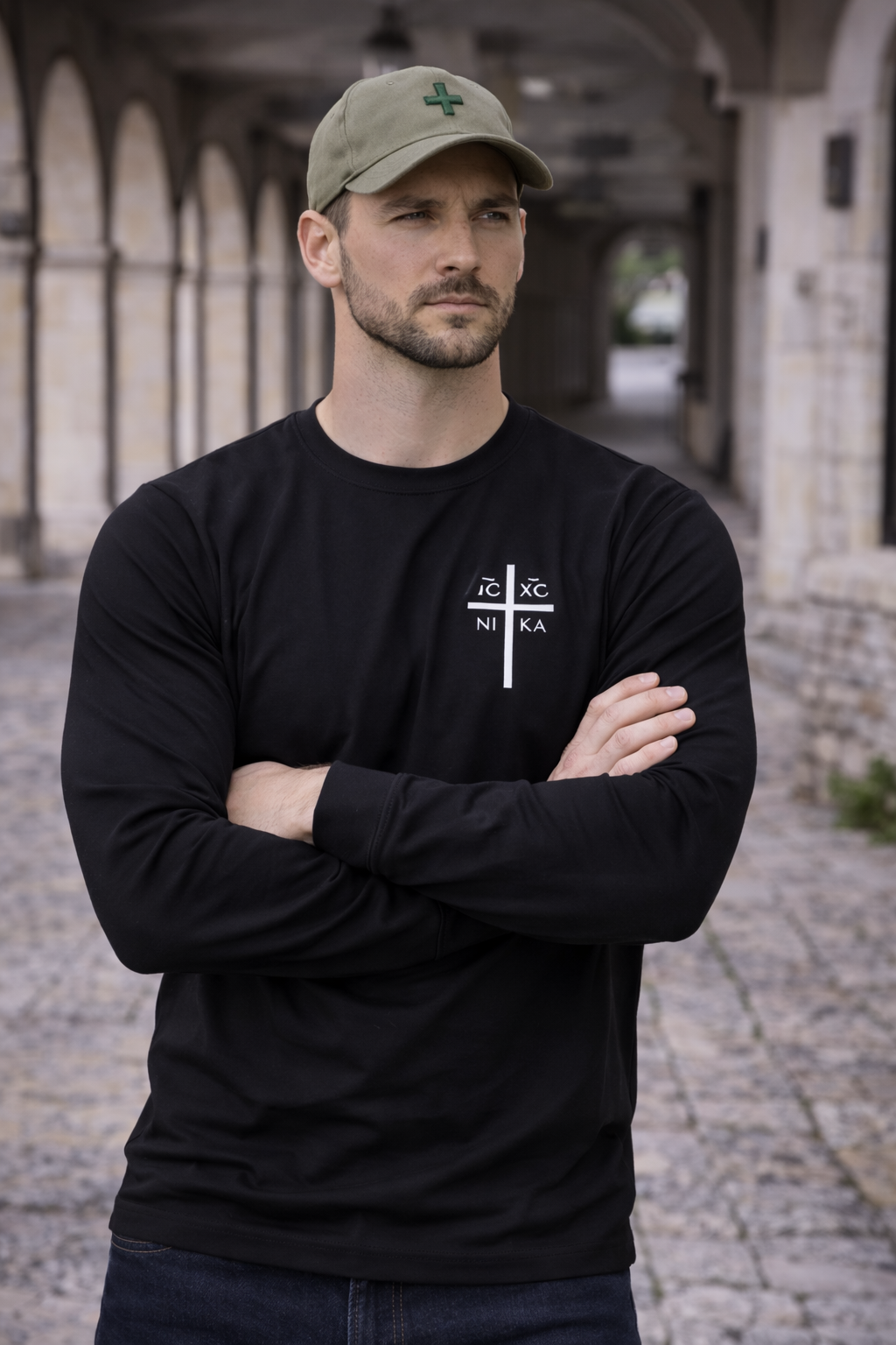 Men's Custom Eastern Orthodox ICXC Cross Long-Sleeve T-Shirt