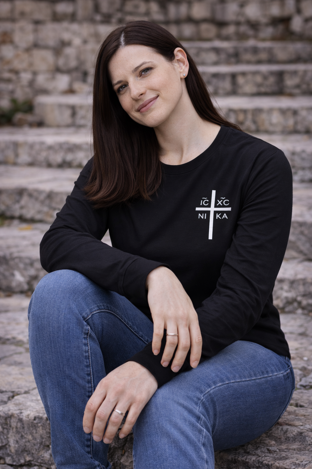 Men's Custom Eastern Orthodox ICXC Cross Long-Sleeve T-Shirt